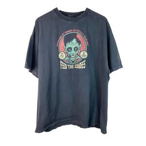 Think Geek Men's 2XL Washed Black "Feed the Zombies" T-Shirt